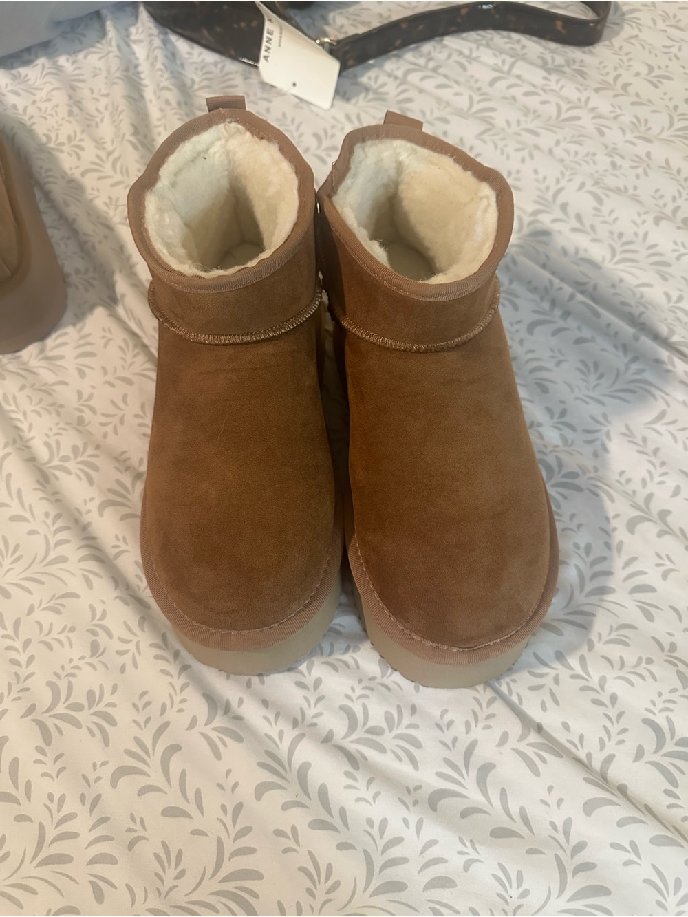 NWOT Corkys Chestnut Suede Shearling-Lined Women’s Ankle Boots
